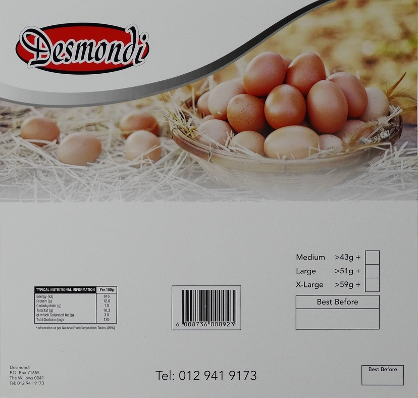 JMB LABELS-Silver---Desmondi-Eggs---Flexo Printing - PaperBoard Uncoated